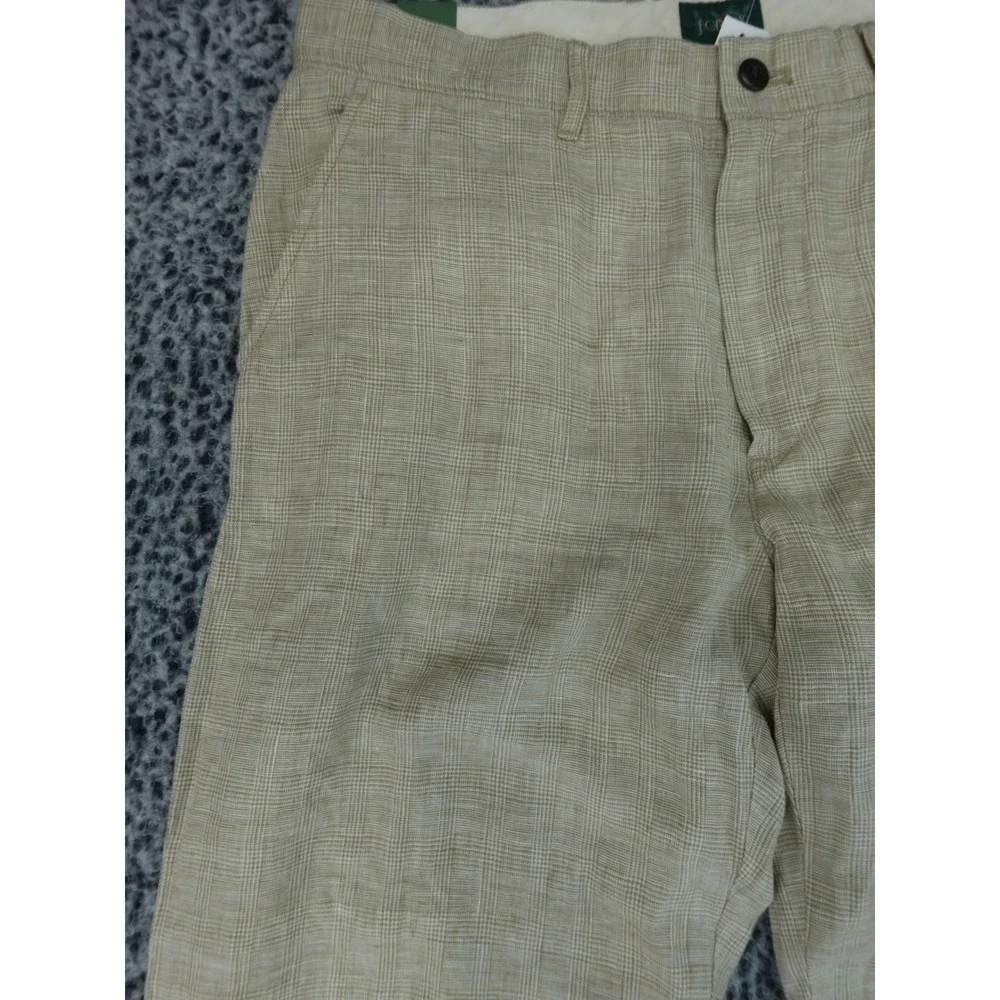 J.Crew Mens 33x32 Classic Fit Linen Trouser Beige Glen Check Plaid Pants 2024 - Picture 2 of 16